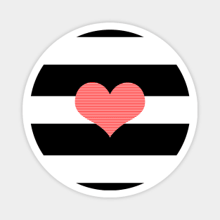 Heart - strips - black and white. Magnet